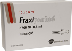 FRAXIPARINE 5700 NE/0,6 ML OLDATOS INJEKCI ELRETLTTT FECSKENDBEN