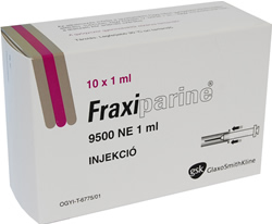 FRAXIPARINE 9500 NE/1,0 ML OLDATOS INJEKCI ELRETLTTT FECSKENDBEN