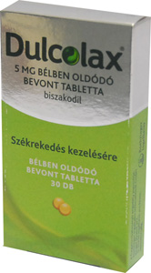 DULCOLAX 5 MG GYOMORNEDV-ELLENLL BEVONT TABLETTA